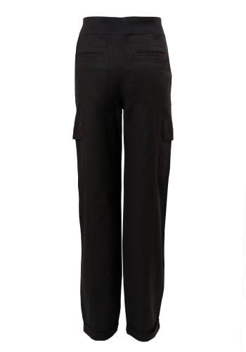 MINC Petite Athletic Girls Trousers in Black Cotton Linen