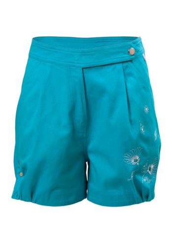 MINC Petite Blue Lagoon Embroidered Girls Shorts in Cotton Twill