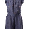 MINC Petite Bluebell Girls Embroidered Jumpsuit in Dark Blue Linen
