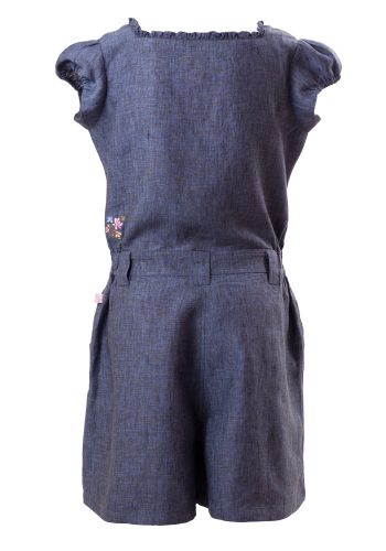 MINC Petite Bluebell Girls Embroidered Jumpsuit in Deep Blue Linen