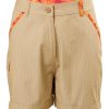 MINC Petite Desert Safari Girls Roll Back Cuff Shorts in Beige Cotton