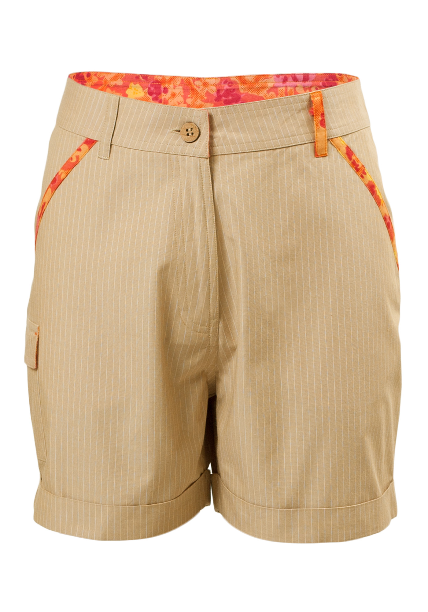 MINC Petite Desert Safari Girls Roll Back Cuff Shorts in Beige Cotton