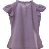 MINC Petite Gathered Yoke Girls Short Top in Purple Khadi Cotton