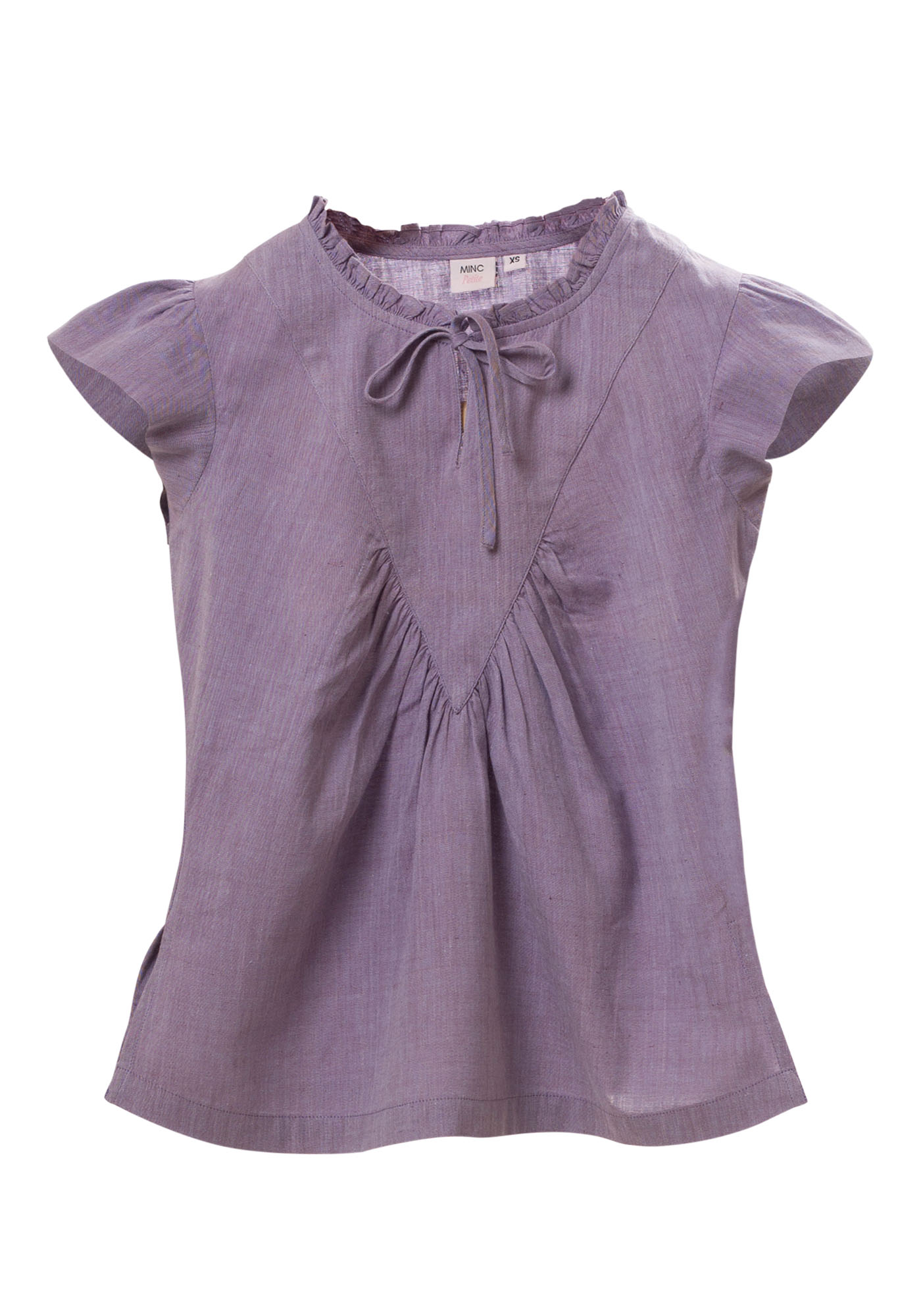 MINC Petite Gathered Yoke Girls Top in Purple Khadi Cotton