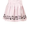MINC Petite Girls Embroidered Short Skirt in Pink Cotton Twill