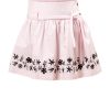 MINC Petite Girls Embroidered Skirt in Pink Cotton Twill