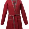 MINC Petite Girls inversible Dressing Jacket in Red white and green Checked Cotton
