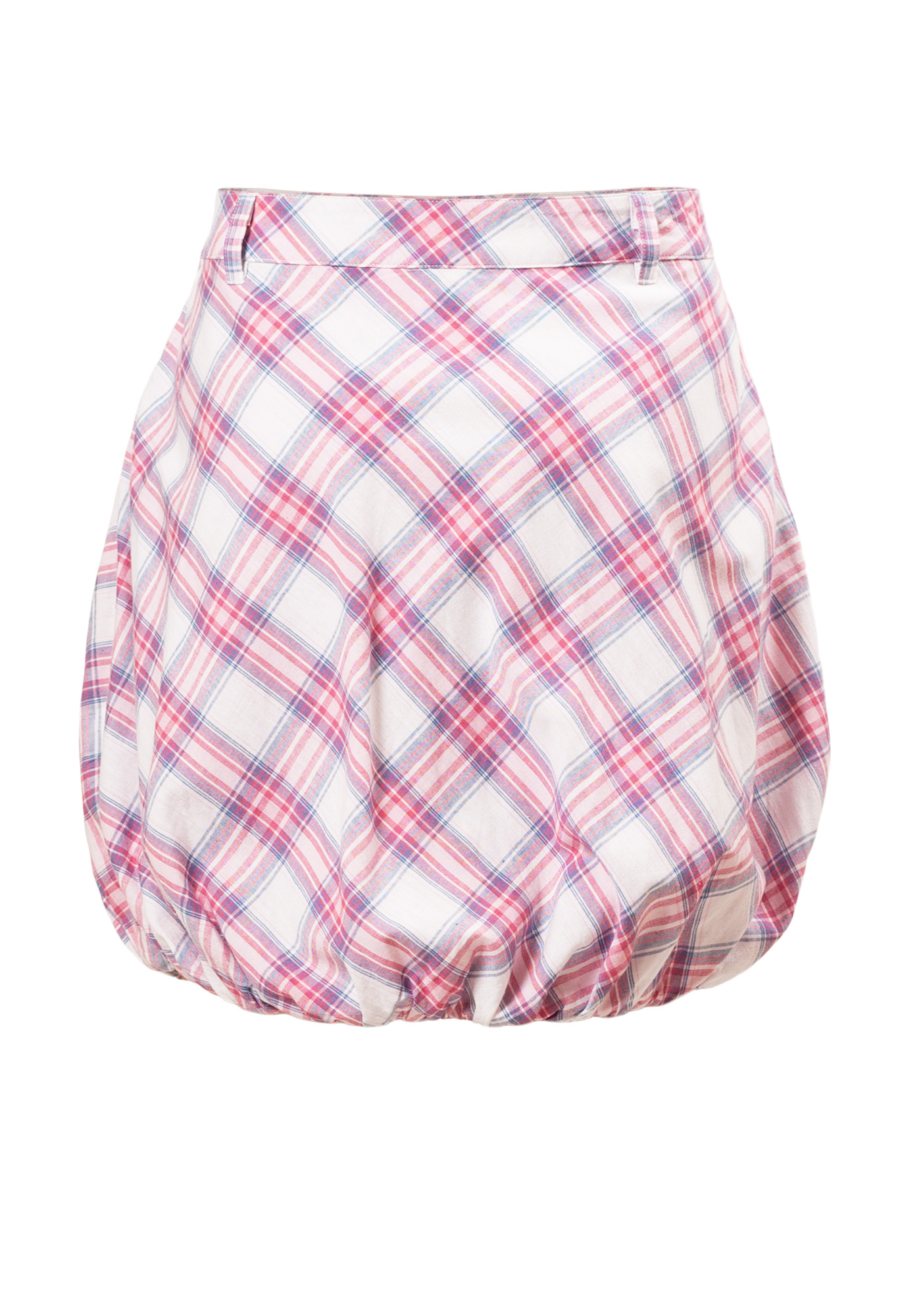 MINC Petite Kids Bubble Skirt in White, Pink and Blue Checks Cotton