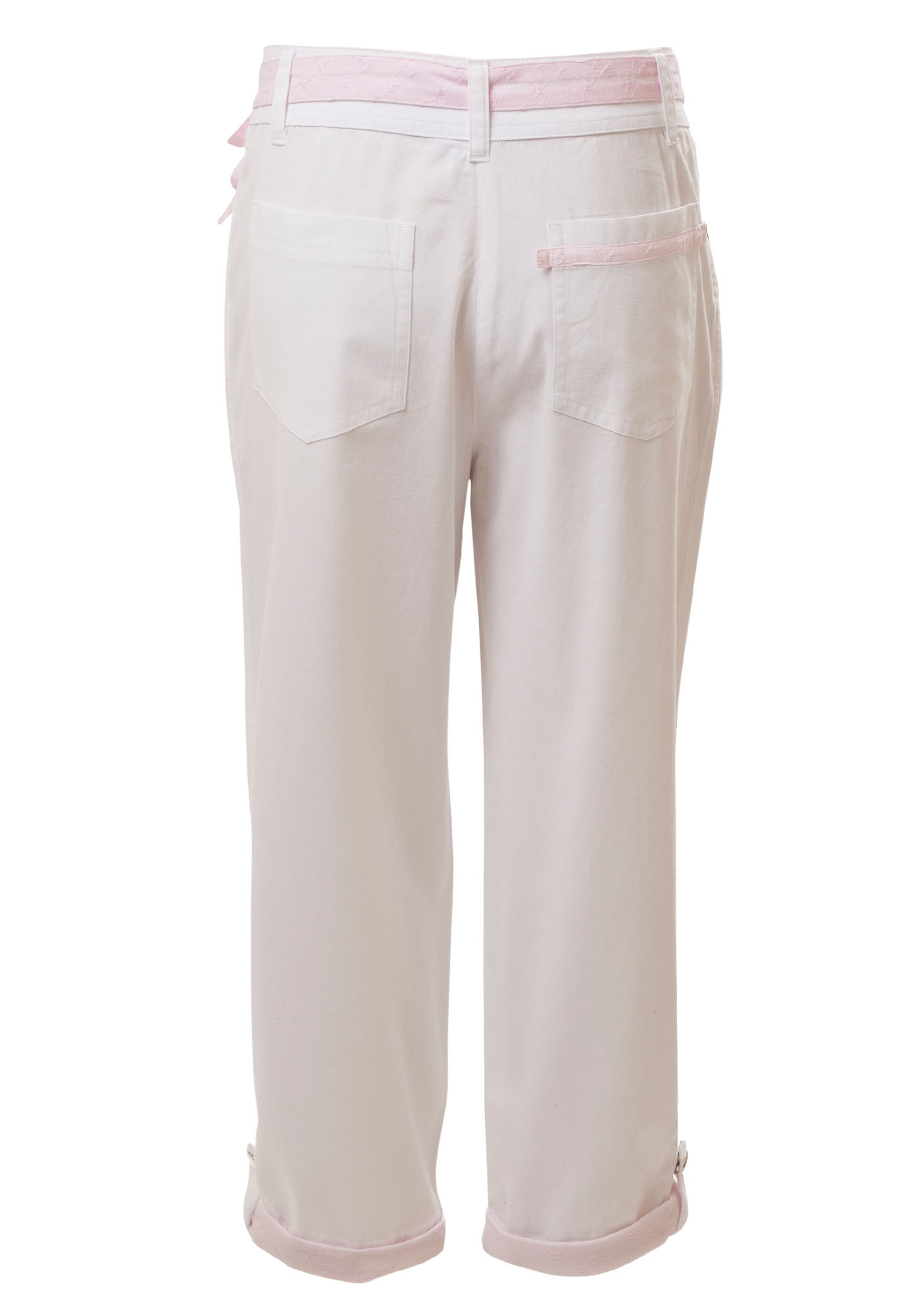 MINC Petite Pink Ice Girls Capris in White Cotton Twill
