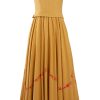 MINC Petite Princess Girls Embroidered Long Dress in Yellow Khadi Cotton