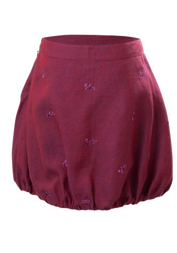 MINC Petite Sangria Girls Bubble Skirt in Wine Purple Linen