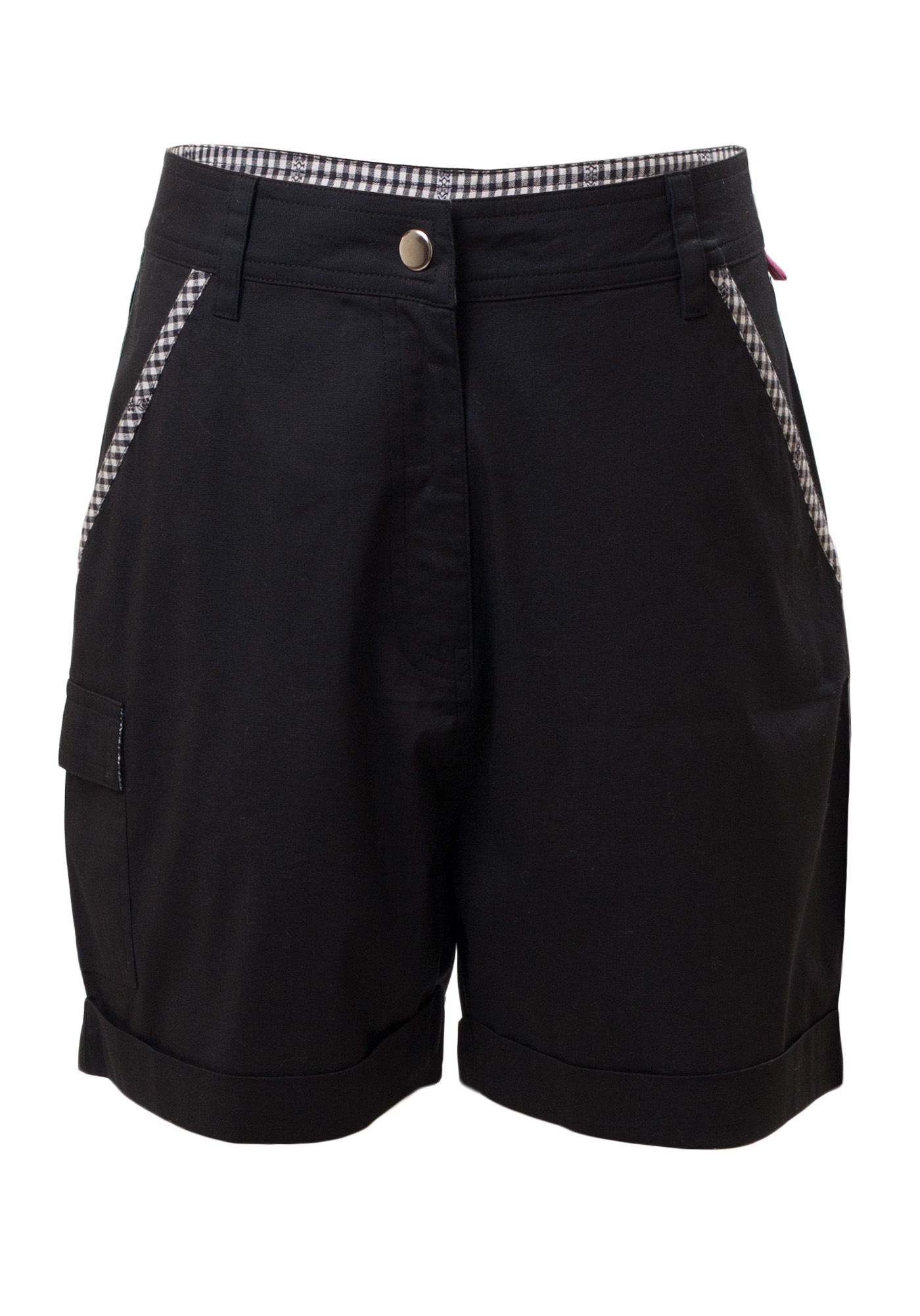 MINC Petite Sober Safari Girls Roll Back Cuff Shorts in Phantom Black Cotton