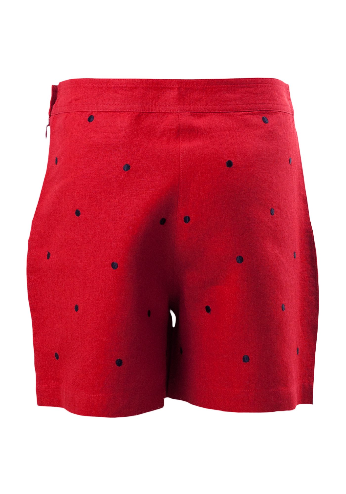 MINC Petite Strawberry Girls Polka Dot Shorts in Red Linen
