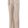 MINC Petite Sweet Pea Girls Embroidered Trousers in Off-White Cotton Linen