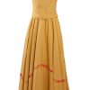 MINC ecofashion Couture Girls Embroidered Long Dress in Yellow Khadi Cotton