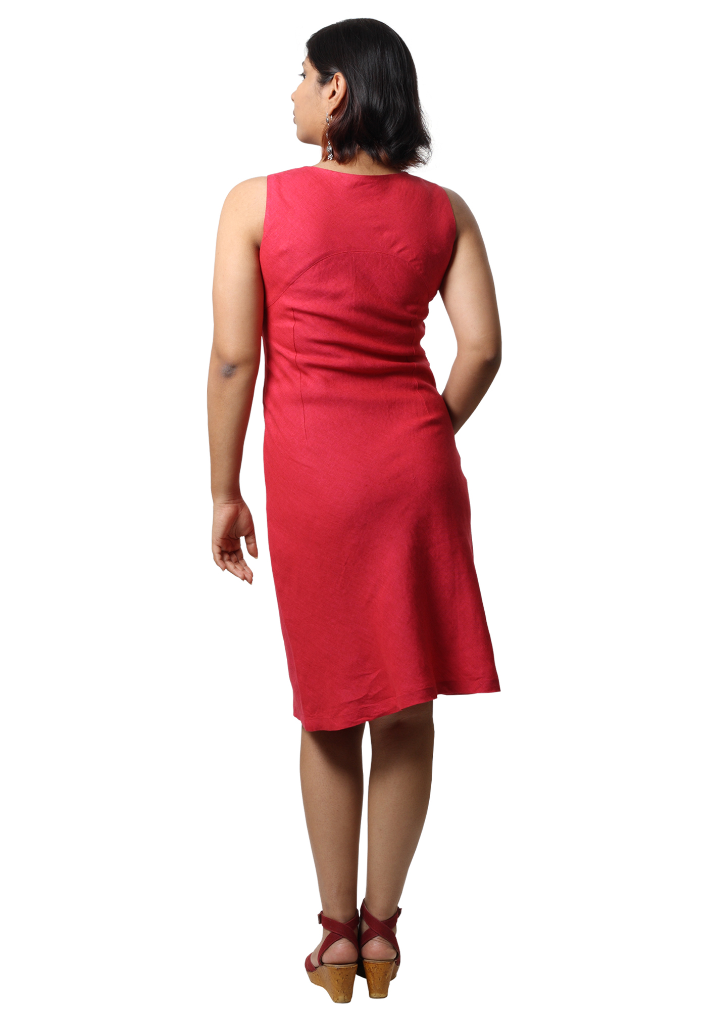 MINC ecofriendly couture Pamela Short Dress In Fuchsia Linen