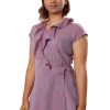 MINC Asymmetric Ruffle Neck Top in Purple Khadi Cotton