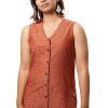 MINC Coture Slim Fit V-Neck Shirt in Brown Khadi Cotton