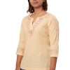 MINC Ecofashion Embroidered Khadi Cotton Short Top in Sunshine Yellow