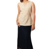 MINC Ecofashion Sleeveless Embroidered Short Top in Beige Khadi Cotton