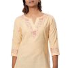 MINC Ecofriendly Embroidered Khadi Cotton Short Top in Sunshine Yellow