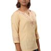 MINC Embroidered Khadi Cotton Short Top in Sunshine Yellow