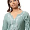 MINC Embroidered Khadi Cotton Top in Sea Green