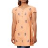 MINC Embroidered Kurti in Orange Khadi Cotton