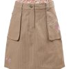 MINC Petite Autumn Fun Girls Embroidered Short Skirt in Beige Corduroy