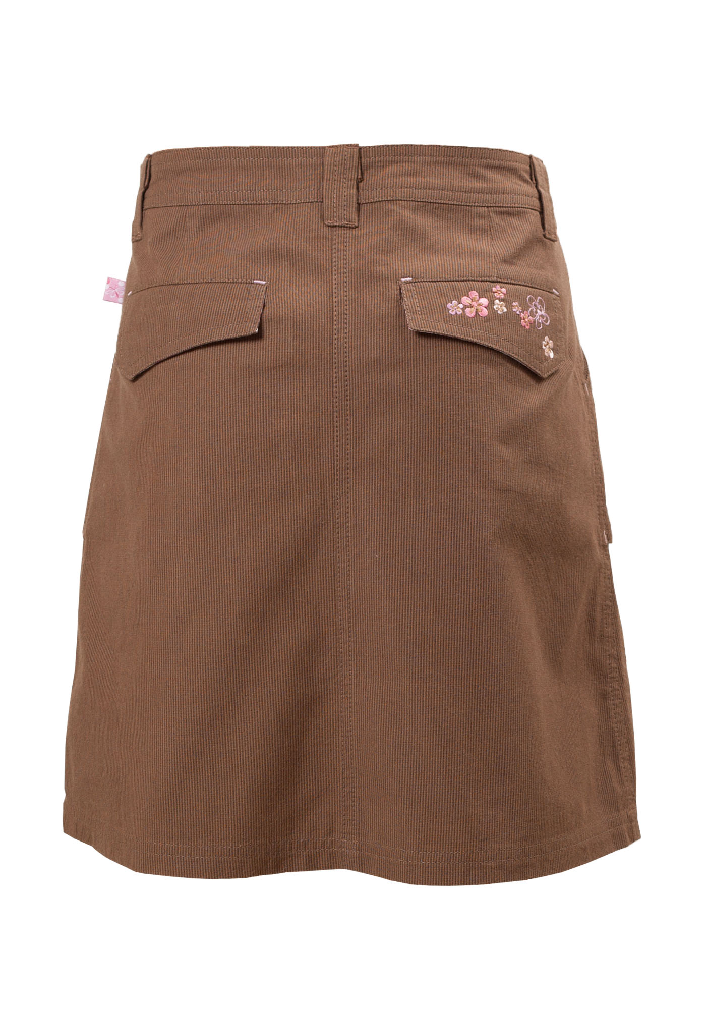 MINC Petite Autumn Fun Girls Embroidered Skirt in Brown Corduroy