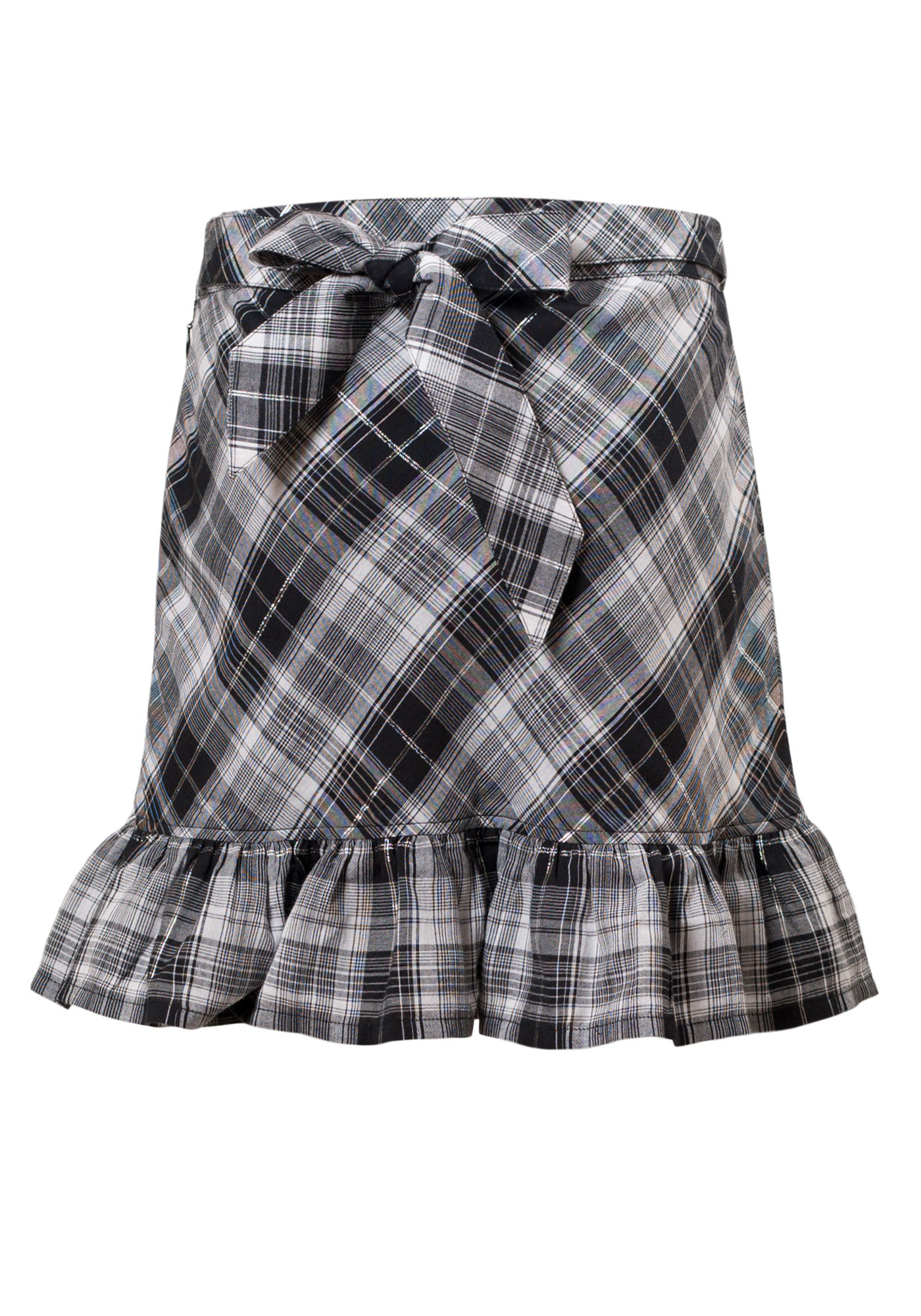 MINC Petite Elegant Girls Ruffle Skirt in Black & White Checks Cotton
