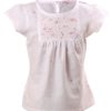 MINC Petite Floral Embroidered Girls Top in White Cotton Linen