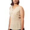 MINC Sleeveless Embroidered Short Top in Beige Khadi Cotton