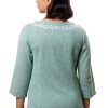 MINC Womens Couture Embroidered Khadi Cotton Kurti Top in Sea Green