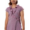 MINC Womens Ecofashion Asymmetric Ruffle Neck Top in Purple Khadi Cotton