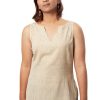 MINC Womens Sleeveless Embroidered Short Top in Beige Khadi Cotton