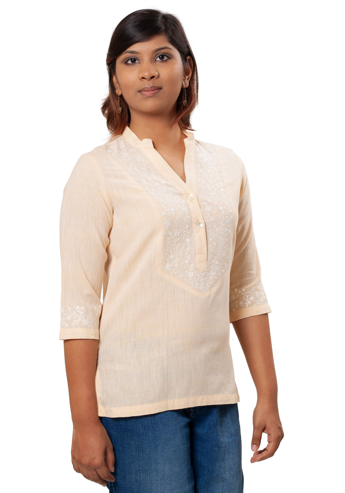 MINC Womens Wear Stella Khadi Cotton Top in Sunshine Yellow