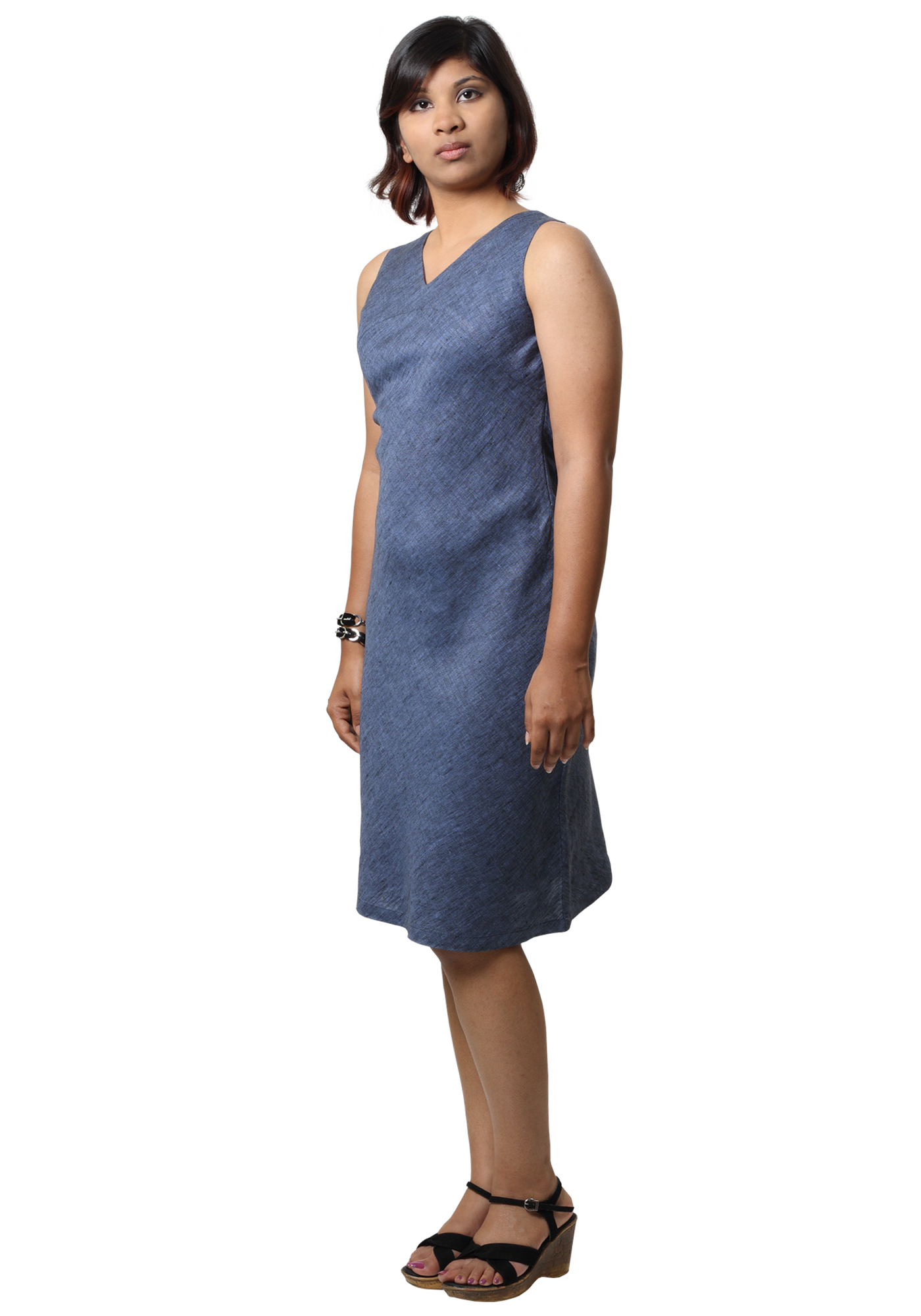MINC ecofashion Street Wear Linen Dress in Blueberry Blue