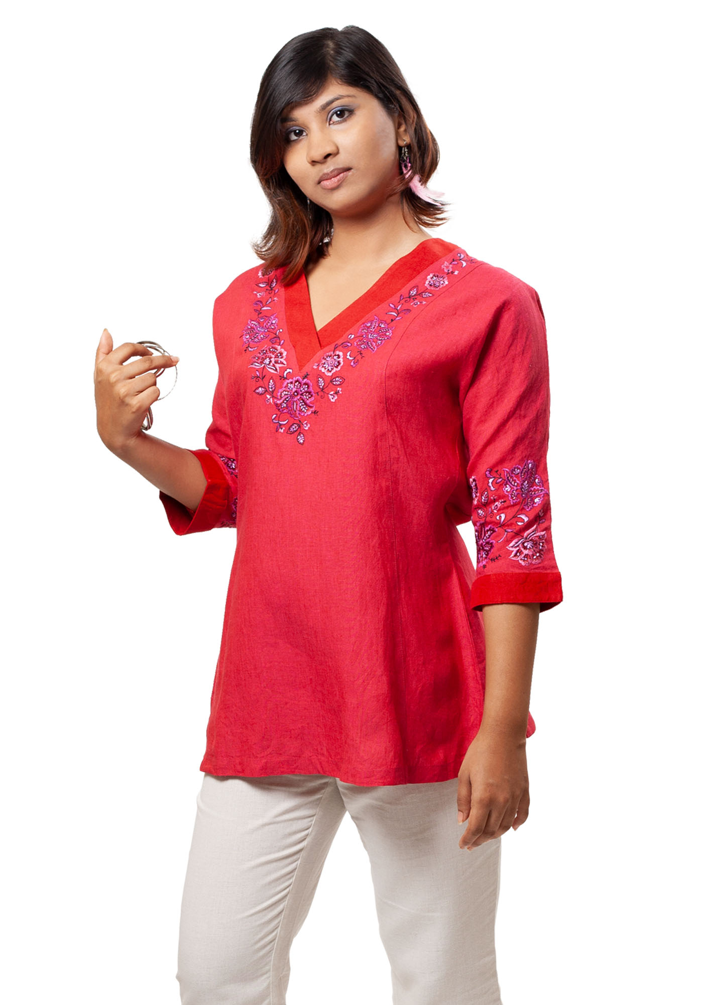 MINC ecofriendly Womens wear June Kimono Top in Fuchsia Linen