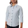 MINC Bias Trim Striped Blue Cotton Shirt