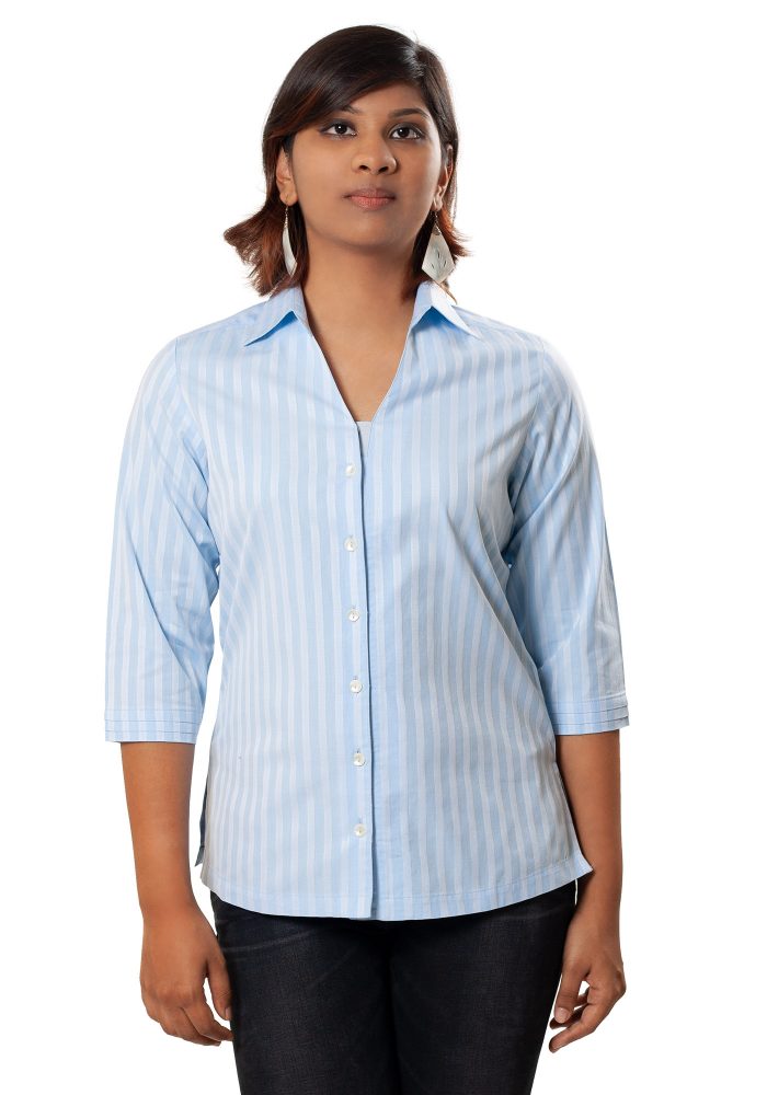 MINC Classic Striped Blue Cotton Shirt