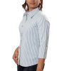 MINC Ecofashion Bias Trim Striped Blue Cotton Shirt