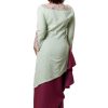 MINC Ecofashion Daywear Floral Embroidered Long Kurta in Green Khadi Cotton Back