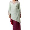 MINC Ecofashion Floral Embroidered Long Kurta in Green Khadi Cotton
