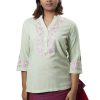 MINC Ecofashion Heri Green Embroidered Top in Khadi Cotton