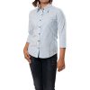 MINC Ecofashion Womens Bias Trim Striped Blue Cotton Shirt