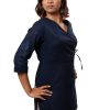 MINC Ecofashion Womens Daywear Asymmetric Embroidered Tie Top in Navy Blue Cotton