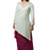 MINC Ecofashion Womens Floral Embroidered Long Kurta in Green Khadi Cotton