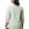 MINC Ecofashion Womens Heri Green Embroidered Top in Khadi Cotton