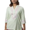 MINC Ecofriendly Heri Green Embroidered Top in Khadi Cotton